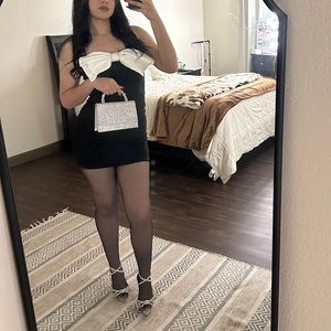 Black and white bow dress